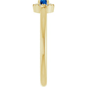 14K Yellow Natural Blue Sapphire & .03 CTW Natural Diamond French-Set Halo-Style Ring