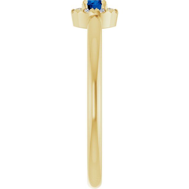14K Yellow Natural Blue Sapphire & .03 CTW Natural Diamond French-Set Halo-Style Ring