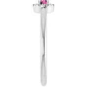 14K White Natural Pink Tourmaline & .03 CTW Natural Diamond French-Set Halo-Style Ring