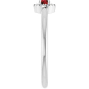 Sterling Silver Natural Mozambique Garnet & .03 CTW Natural Diamond French-Set Halo-Style Ring