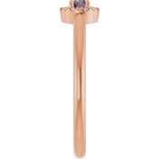 14K Rose Lab-Grown Alexandrite & .03 CTW Natural Diamond French-Set Halo-Style Ring