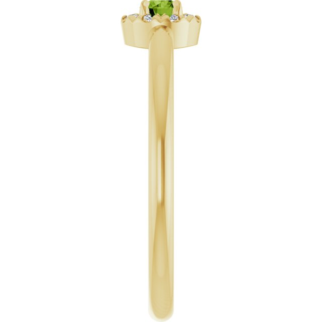 14K Yellow Natural Peridot & .03 CTW Natural Diamond French-Set Halo-Style Ring