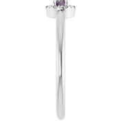 Platinum Lab-Grown Alexandrite & .03 CTW Natural Diamond French-Set Halo-Style Ring