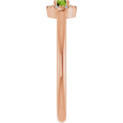 14K Rose Natural Peridot & .03 CTW Natural Diamond French-Set Halo-Style Ring