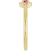 14K Yellow Natural Pink Tourmaline & .03 CTW Natural Diamond French-Set Halo-Style Ring