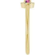 14K Yellow Natural Pink Tourmaline & .03 CTW Natural Diamond French-Set Halo-Style Ring