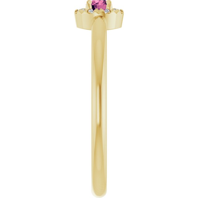 14K Yellow Natural Pink Tourmaline & .03 CTW Natural Diamond French-Set Halo-Style Ring