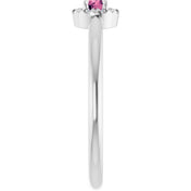 Sterling Silver Natural Pink Tourmaline & .03 CTW Natural Diamond French-Set Halo-Style Ring