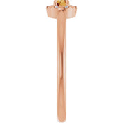 14K Rose Natural Citrine & .03 CTW Natural Diamond French-Set Halo-Style Ring