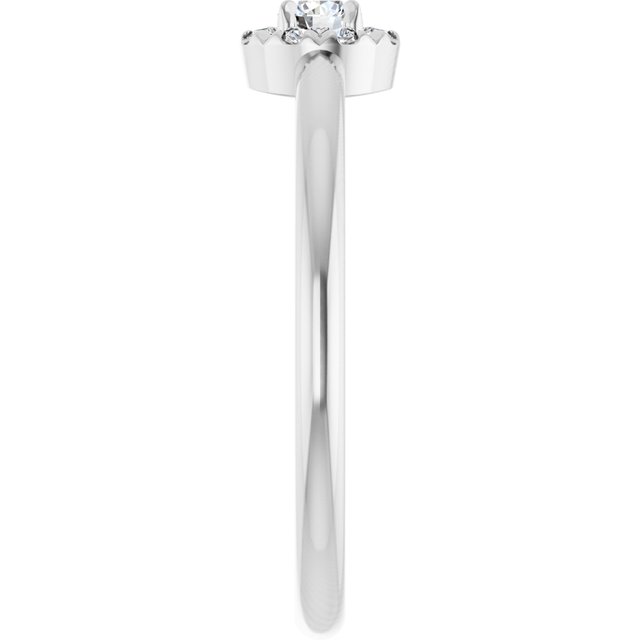 14K White Natural White Sapphire & .03 CTW Natural Diamond French-Set Halo-Style Ring