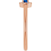 14K Rose Natural Blue Sapphire & .03 CTW Natural Diamond French-Set Halo-Style Ring