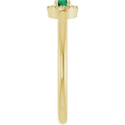 14K Yellow Natural Emerald & .03 CTW Natural Diamond French-Set Halo-Style Ring