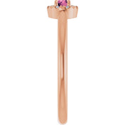 14K Rose Natural Pink Tourmaline & .03 CTW Natural Diamond French-Set Halo-Style Ring