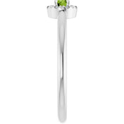 Sterling Silver Natural Peridot & .03 CTW Natural Diamond French-Set Halo-Style Ring