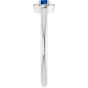 Sterling Silver Lab-Grown Blue Sapphire & .03 CTW Natural Diamond French-Set Halo-Style Ring