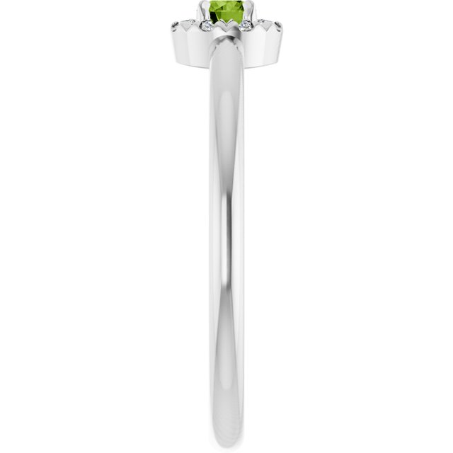 14K White Natural Peridot & .03 CTW Natural Diamond French-Set Halo-Style Ring