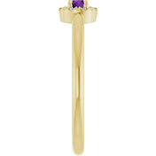 14K Yellow Natural Amethyst & .03 CTW Natural Diamond French-Set Halo-Style Ring