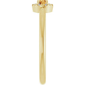 14K Yellow Natural Citrine & .03 CTW Natural Diamond French-Set Halo-Style Ring