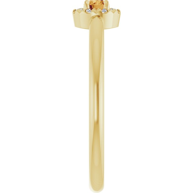14K Yellow Natural Citrine & .03 CTW Natural Diamond French-Set Halo-Style Ring