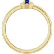 14K Yellow Lab-Grown Blue Sapphire & .03 CTW Natural Diamond French-Set Halo-Style Ring