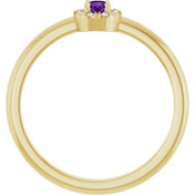 14K Yellow Natural Amethyst & .03 CTW Natural Diamond French-Set Halo-Style Ring
