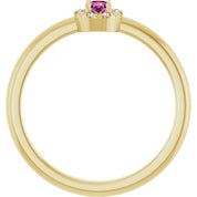 14K Yellow Natural Pink Tourmaline & .03 CTW Natural Diamond French-Set Halo-Style Ring
