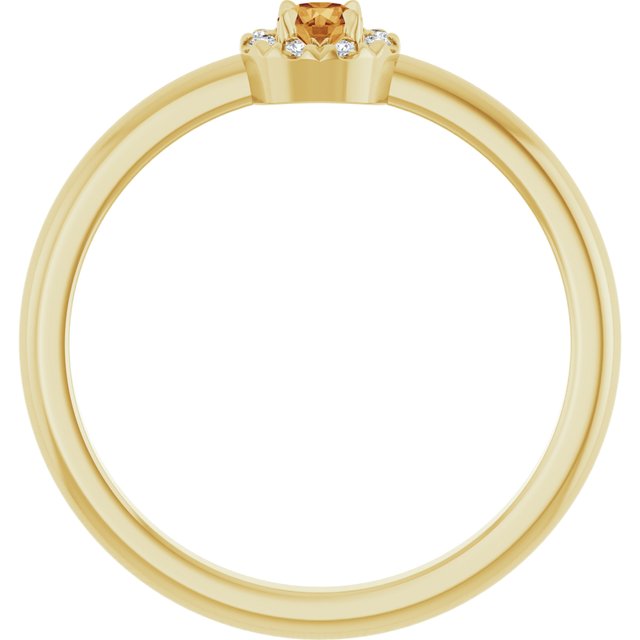 14K Yellow Natural Citrine & .03 CTW Natural Diamond French-Set Halo-Style Ring