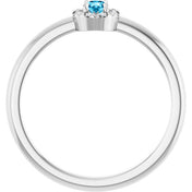 Platinum Natural Aquamarine & .03 CTW Natural Diamond French-Set Halo-Style Ring