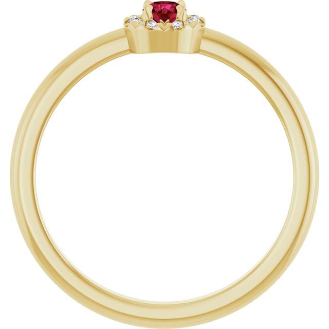 14K Yellow Lab-Grown Ruby & .03 CTW Natural Diamond French-Set Halo-Style Ring