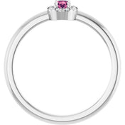 Platinum Natural Pink Tourmaline & .03 CTW Natural Diamond French-Set Halo-Style Ring