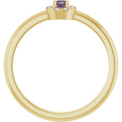 14K Yellow Lab-Grown Alexandrite & .03 CTW Natural Diamond French-Set Halo-Style Ring