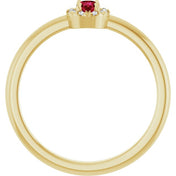 14K Yellow Natural Ruby & .03 CTW Natural Diamond French-Set Halo-Style Ring