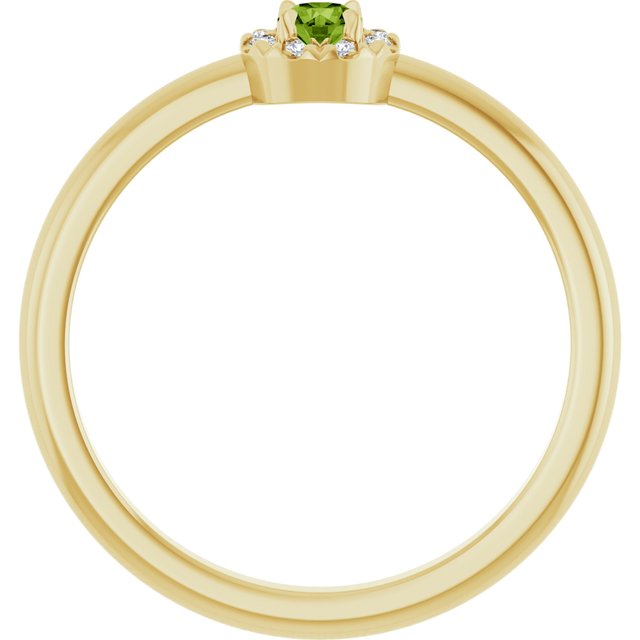 14K Yellow Natural Peridot & .03 CTW Natural Diamond French-Set Halo-Style Ring