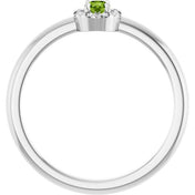 Platinum Natural Peridot & .03 CTW Natural Diamond French-Set Halo-Style Ring