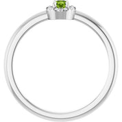 Platinum Natural Peridot & .03 CTW Natural Diamond French-Set Halo-Style Ring