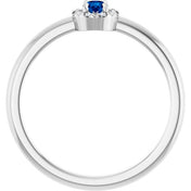 Platinum Lab-Grown Blue Sapphire & .03 CTW Natural Diamond French-Set Halo-Style Ring