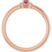 14K Rose Natural Pink Tourmaline & .03 CTW Natural Diamond French-Set Halo-Style Ring