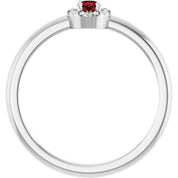 Sterling Silver Natural Mozambique Garnet & .03 CTW Natural Diamond French-Set Halo-Style Ring