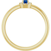 14K Yellow Natural Blue Sapphire & .08 CTW Natural Diamond French-Set Halo-Style Ring