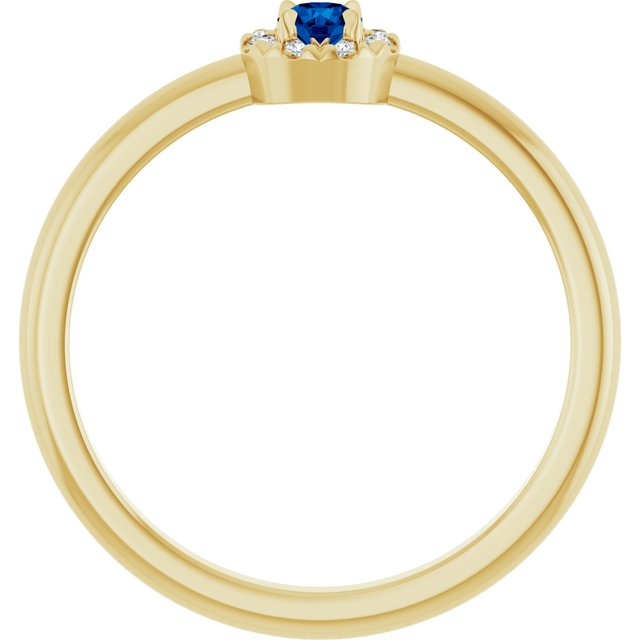 14K Yellow Natural Blue Sapphire & .08 CTW Natural Diamond French-Set Halo-Style Ring