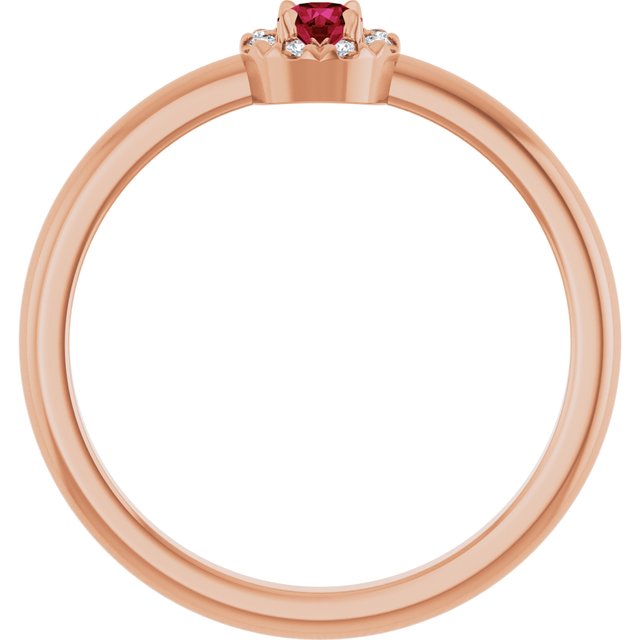 14K Rose Natural Ruby & .03 CTW Natural Diamond French-Set Halo-Style Ring