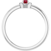 Sterling Silver Natural Ruby & .03 CTW Natural Diamond French-Set Halo-Style Ring