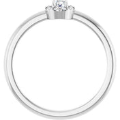 14K White Natural White Sapphire & .03 CTW Natural Diamond French-Set Halo-Style Ring