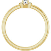 14K Yellow Natural White Sapphire & .03 CTW Natural Diamond French-Set Halo-Style Ring
