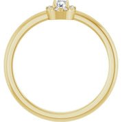 14K Yellow Natural White Sapphire & .03 CTW Natural Diamond French-Set Halo-Style Ring