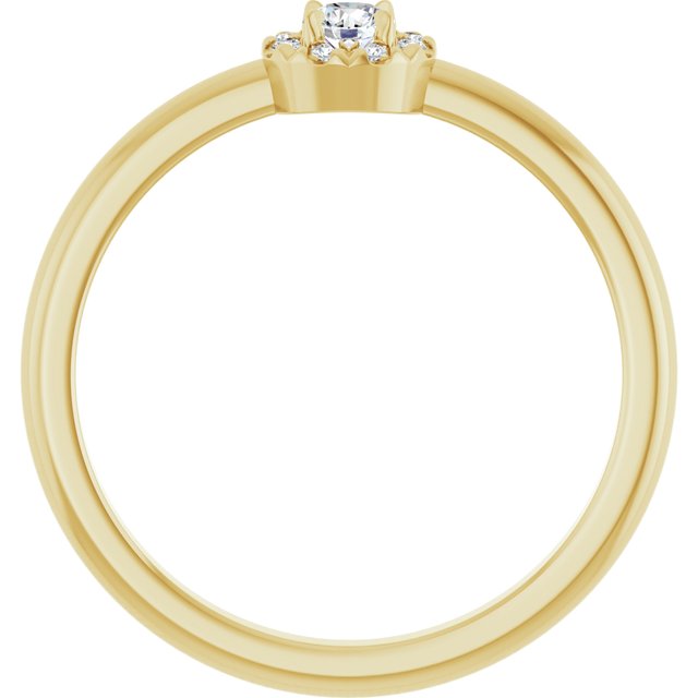 14K Yellow Natural White Sapphire & .03 CTW Natural Diamond French-Set Halo-Style Ring
