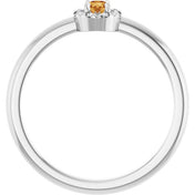 Platinum Natural Citrine & .03 CTW Natural Diamond French-Set Halo-Style Ring