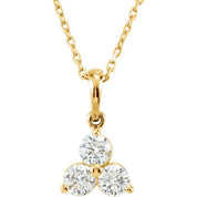 14K Yellow 1/2 CTW Diamond Three-Stone 18" Necklace