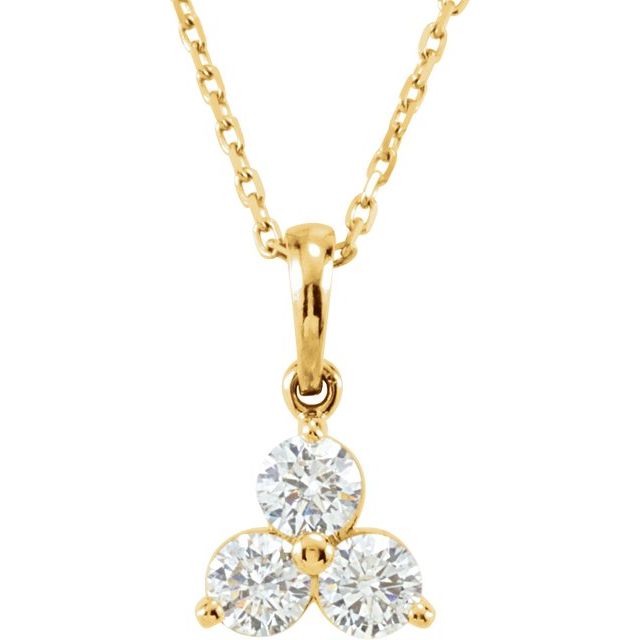 14K Yellow 1/2 CTW Diamond Three-Stone 18" Necklace