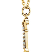 14K Yellow .03 CTW Natural Diamond Lowercase Initial F 16" Necklace